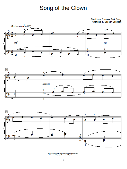 Produktbild zu: Song Of The Clown (arr. Joseph Johnson)