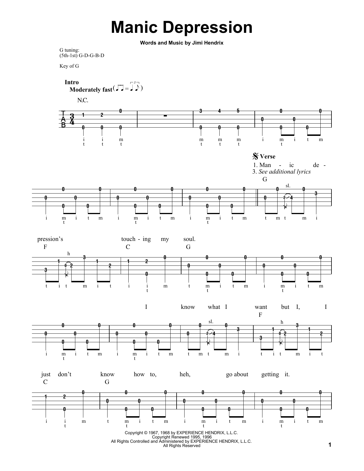 Produktgalerie: Seite 1 von 1 Manic Depression, Jimi Hendrix, Banjo