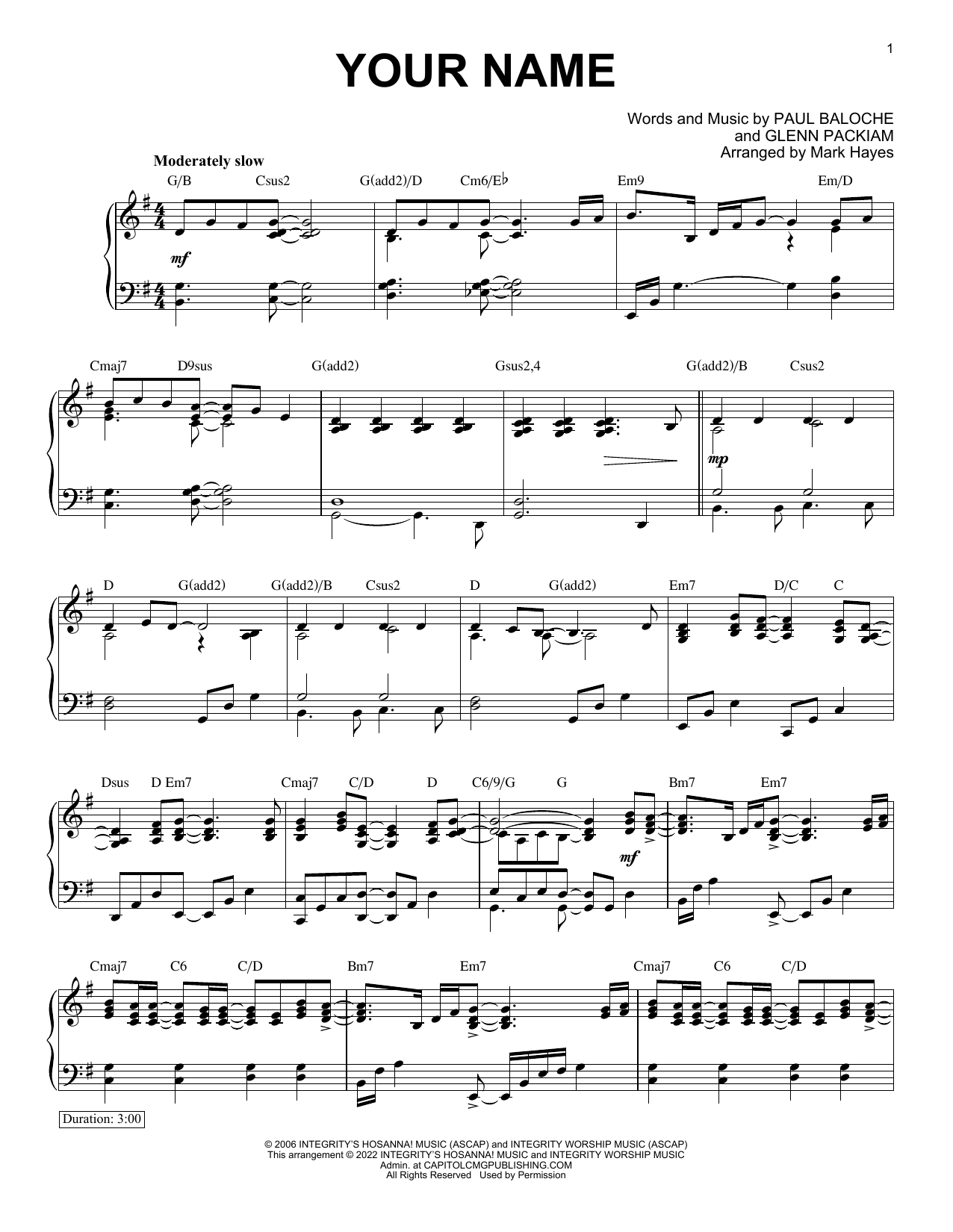 Produktbild zu: Your Name (arr. Mark Hayes)