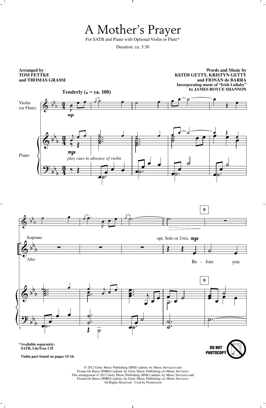 Produktbild zu: A Mother's Prayer (arr. Tom Fettke and Thomas Grassi)