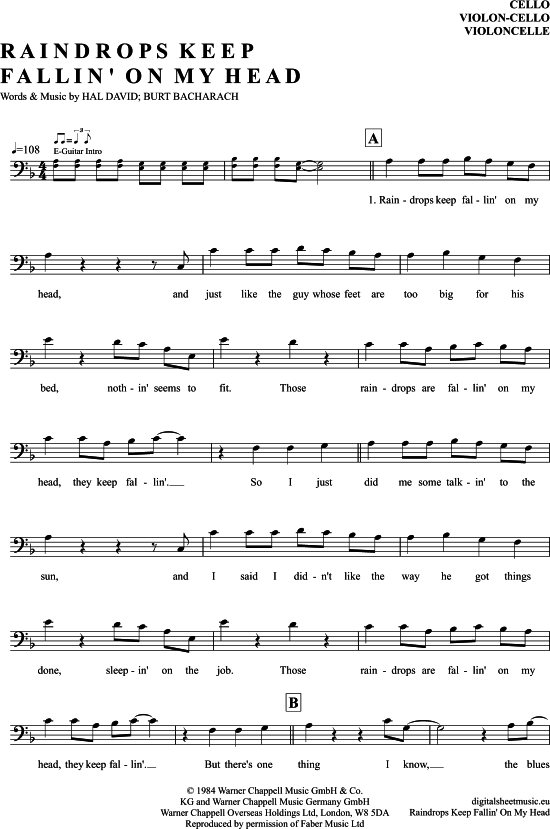 Produktbild zu: Raindrops Keep Fallin´ On My Head B. J. Thomas