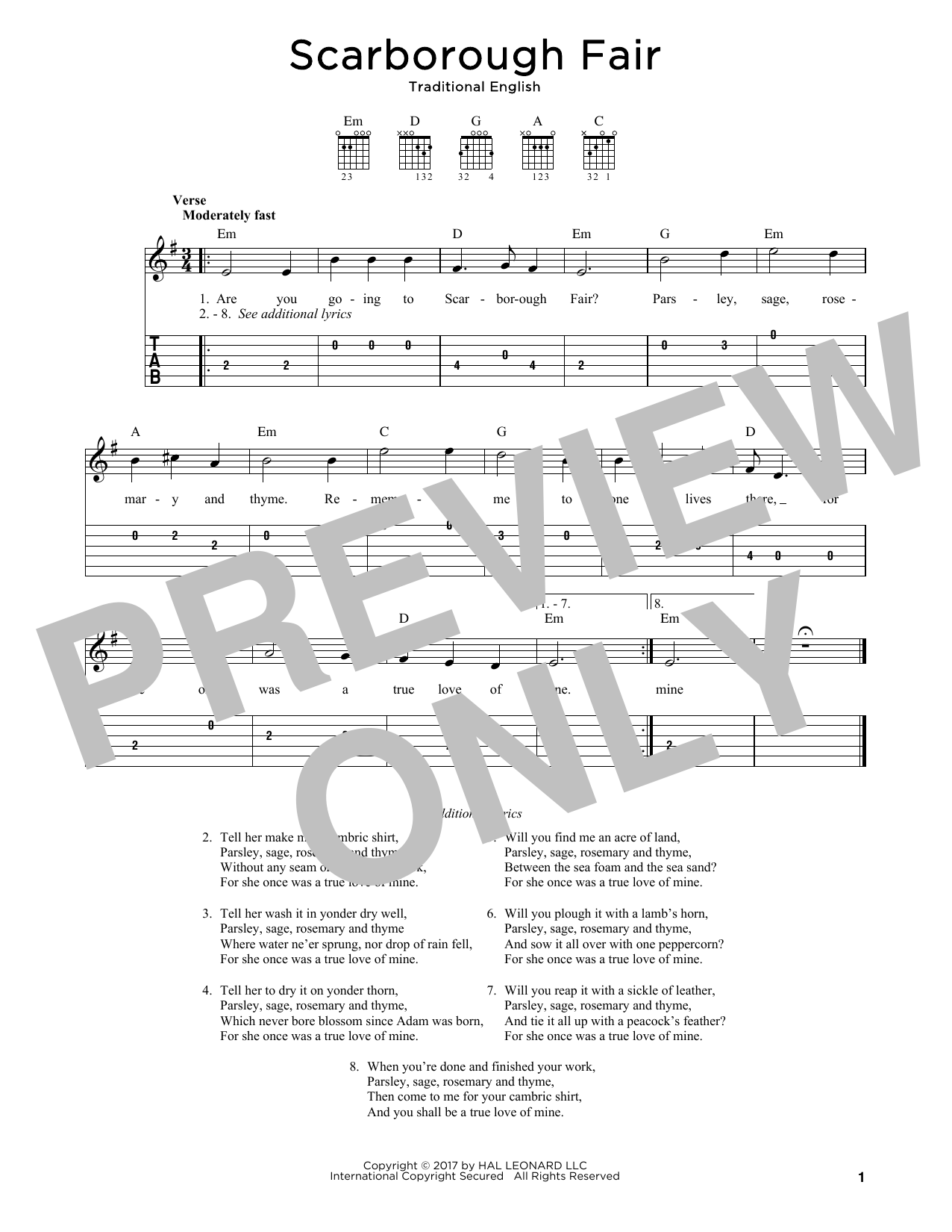Product gallery: Page 1 of 1 Scarborough Fair, Traditional English