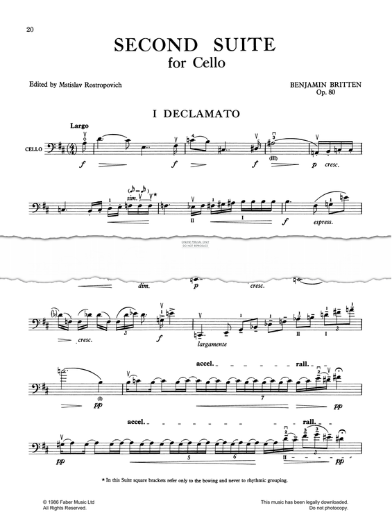 Produktgalerie: Seite 1 von 1 Second Suite For Cello, Op.80, Benjamin Britten, Violoncello