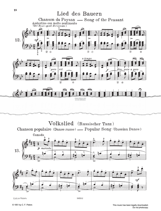 gallery: Volkslied, Pyotr Ilyich Tchaikovsky, Klavier