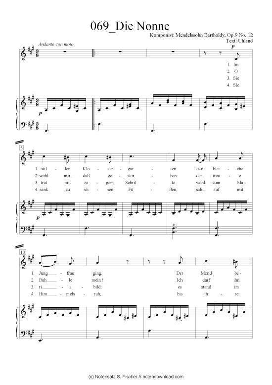 Product picture to: Die Nonne Felix Mendelssohn Bartholdy (1809-1947)