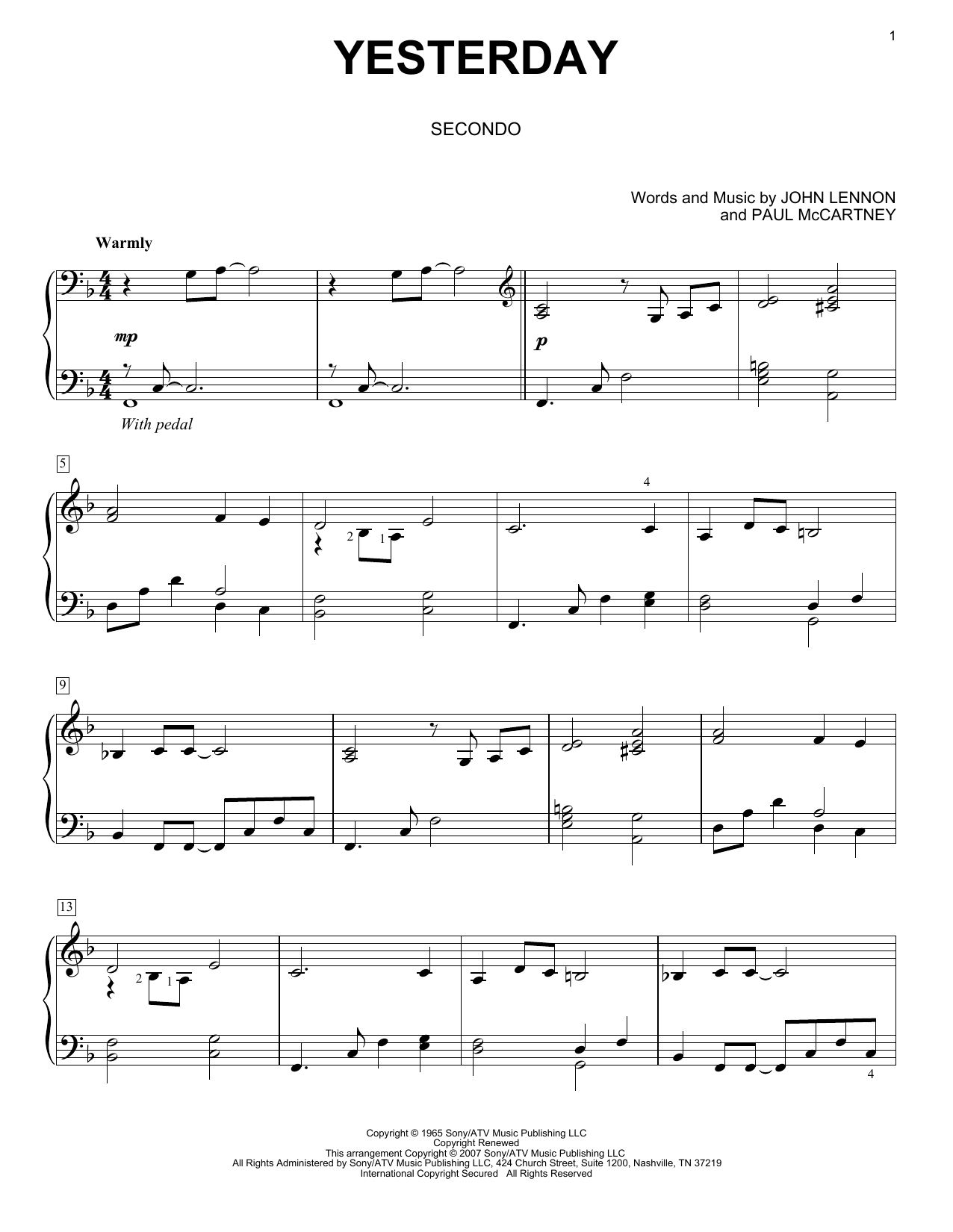 Produktgalerie: Seite 1 von 1 Yesterday, The Beatles, Klavier