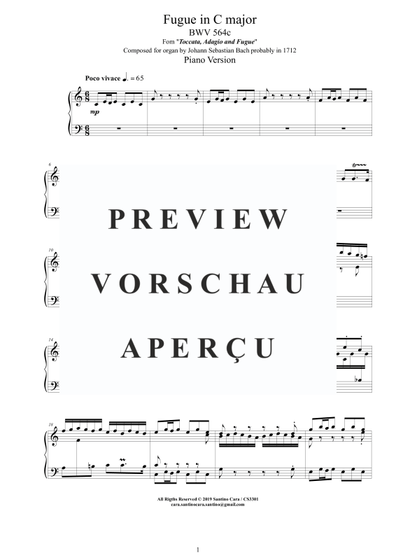 Produktgalerie: Seite 2 von 9 Fuge in C-Dur BWV 564c, , Klavier Solo