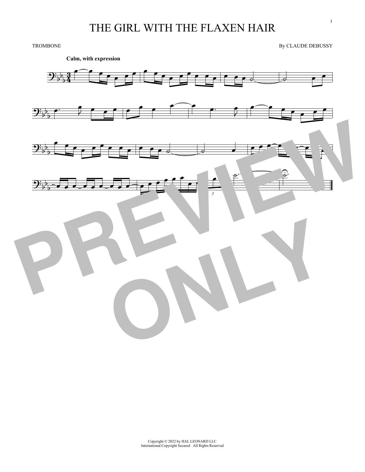 Product gallery: Page 1 of 1 La Fille Aux Cheveux De Lin (The Girl With The Flaxen Hair), Claude Debussy