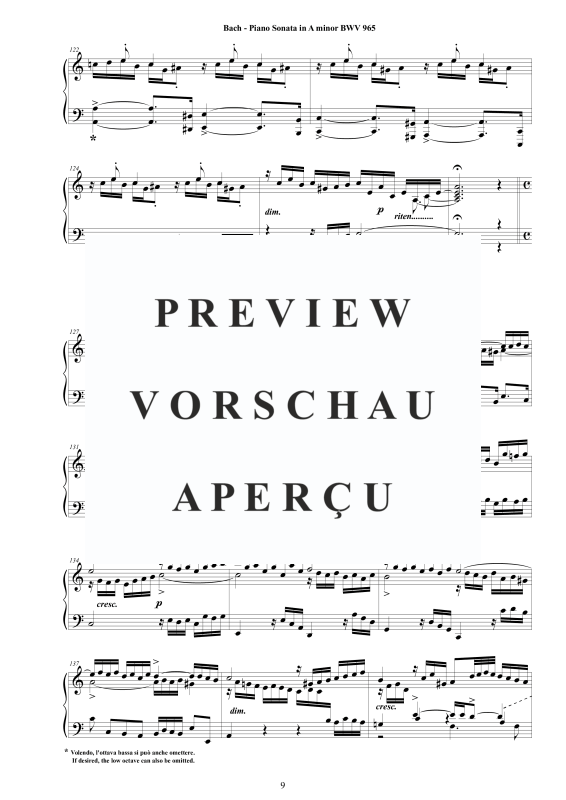 Produktgalerie: Seite 10 von 11 Klavier Sonate in A-Moll BWV 965 - nach Johann Adam Reincken, , Klavier Solo