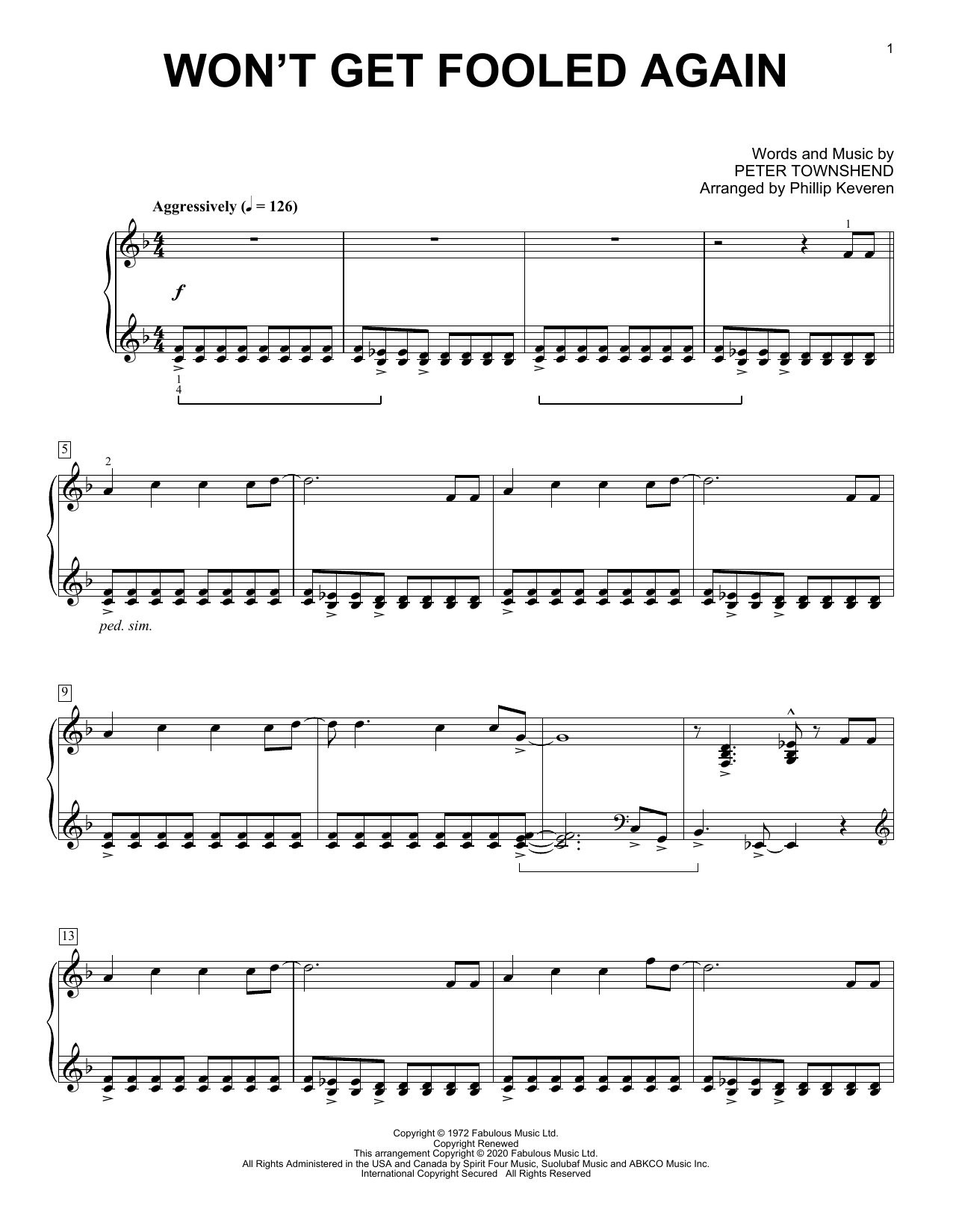 Produktbild zu: Won't Get Fooled Again [Classical version] (arr. Phillip Keveren)