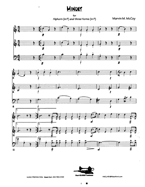Produktgalerie: Seite 1 von 11 Minuet, , Alphorn in F und Horn Trio