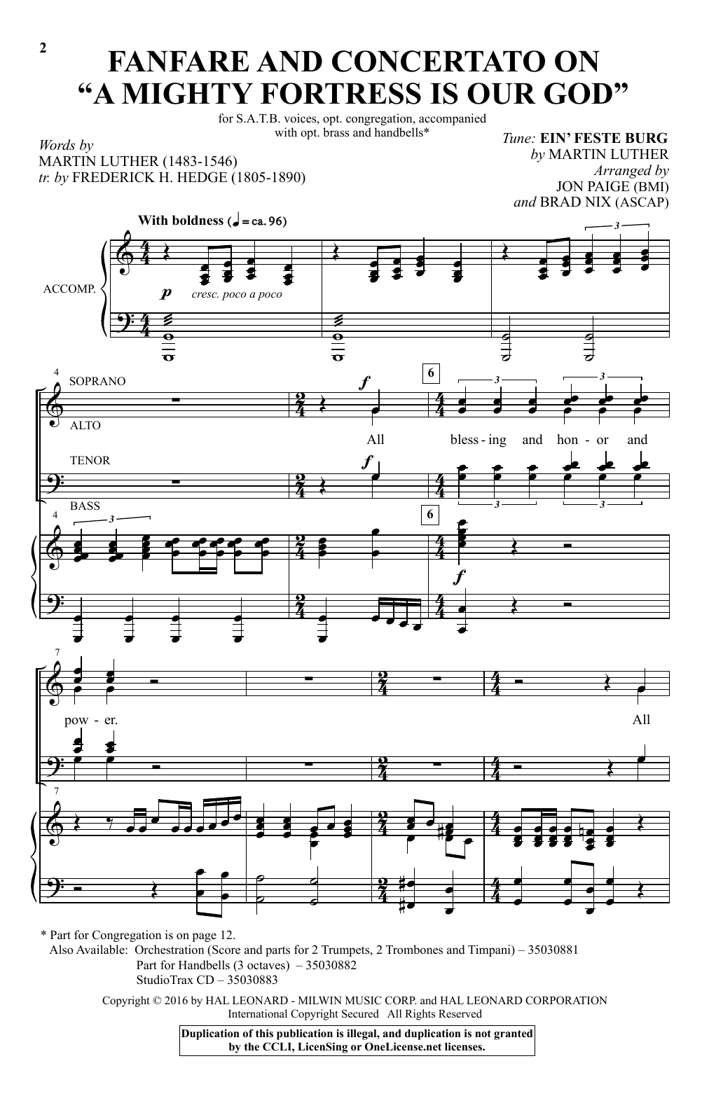 Product picture to: Fanfare and Concertato on A Mighty Fortress Is Our God