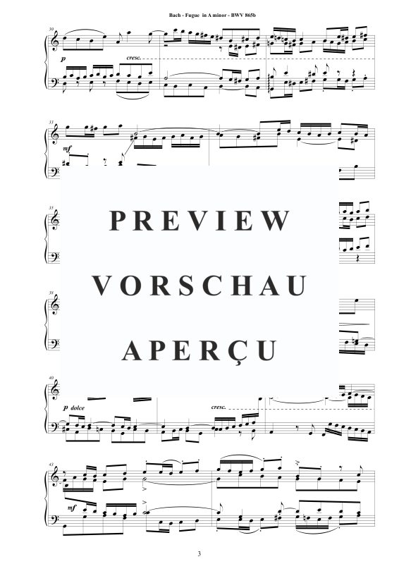 Produktgalerie: Seite 4 von 7 Fuge in A-Moll BWV 865b - Piano Version, , Klavier Solo