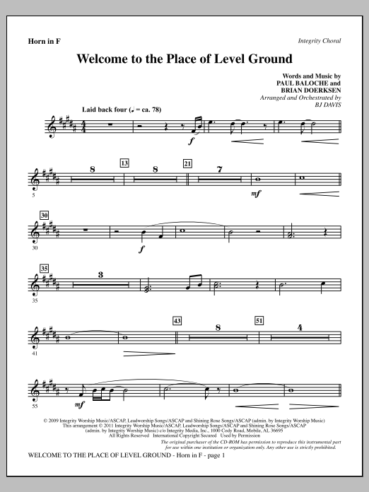 Produktgalerie: Seite 1 von 1 Welcome To The Place Of Level Ground - F Horn, BJ Davis, Chor