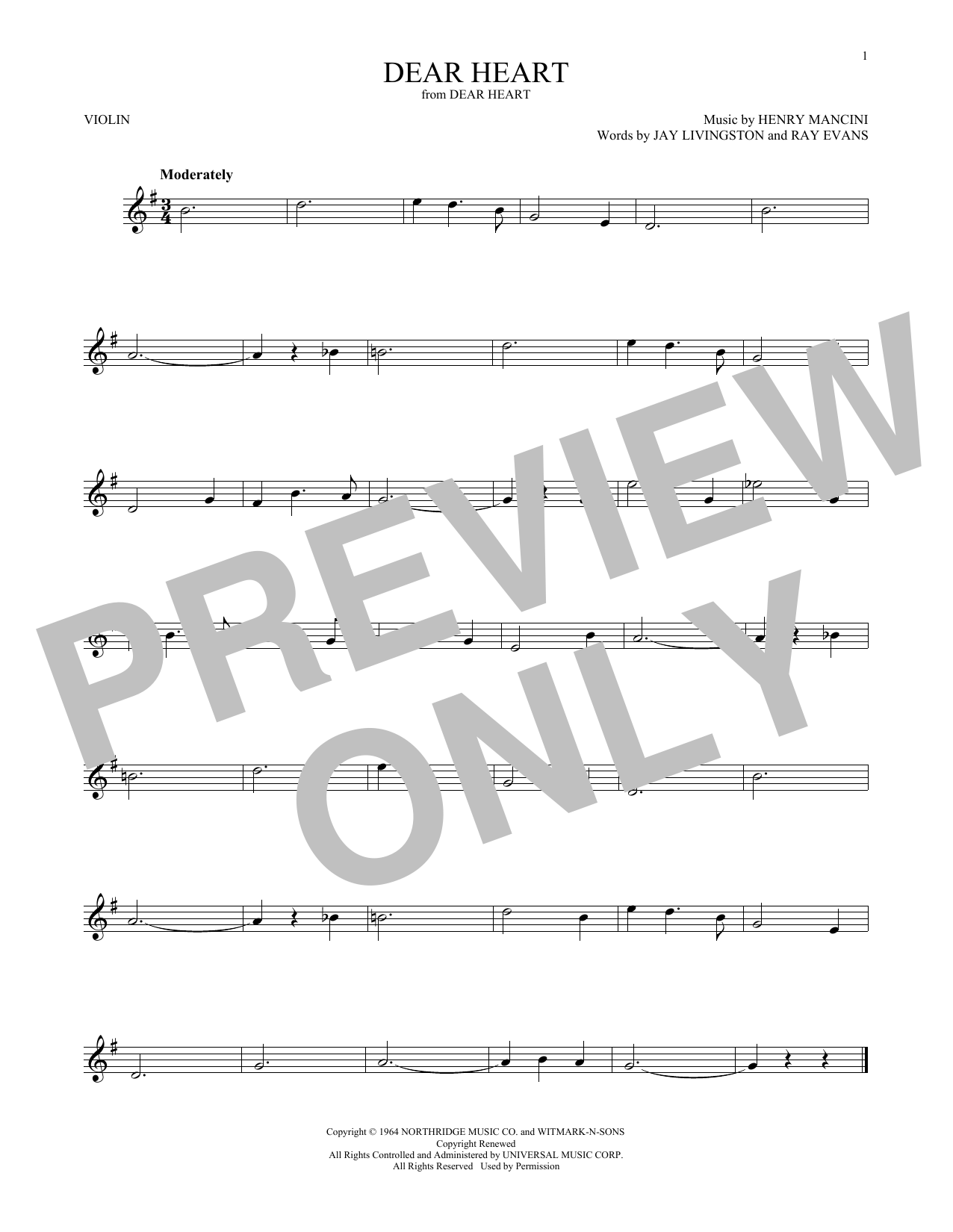 Product gallery: Page 1 of 1 Dear Heart, Henry Mancini
