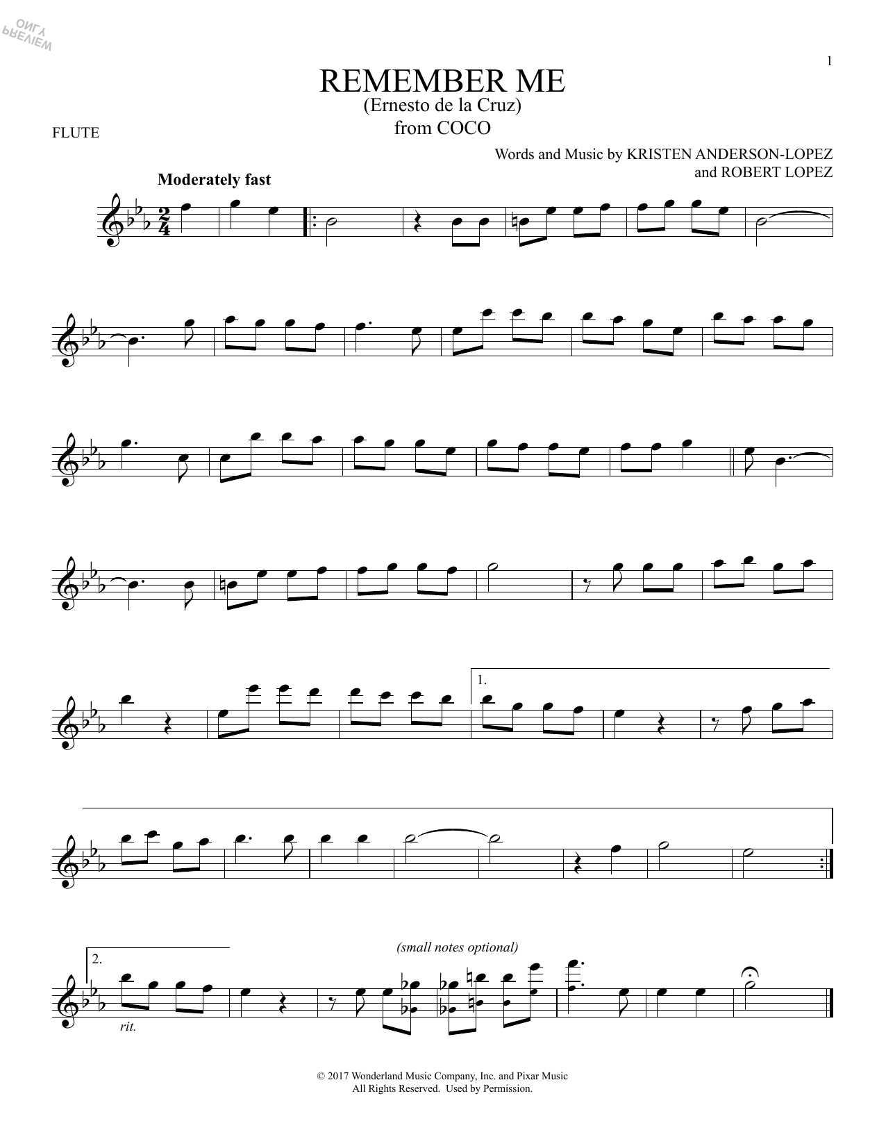 Product gallery: Page 1 of 1 Remember Me (Ernesto de la Cruz) (from Coco), Kristen Anderson-Lopez & Robert Lopez