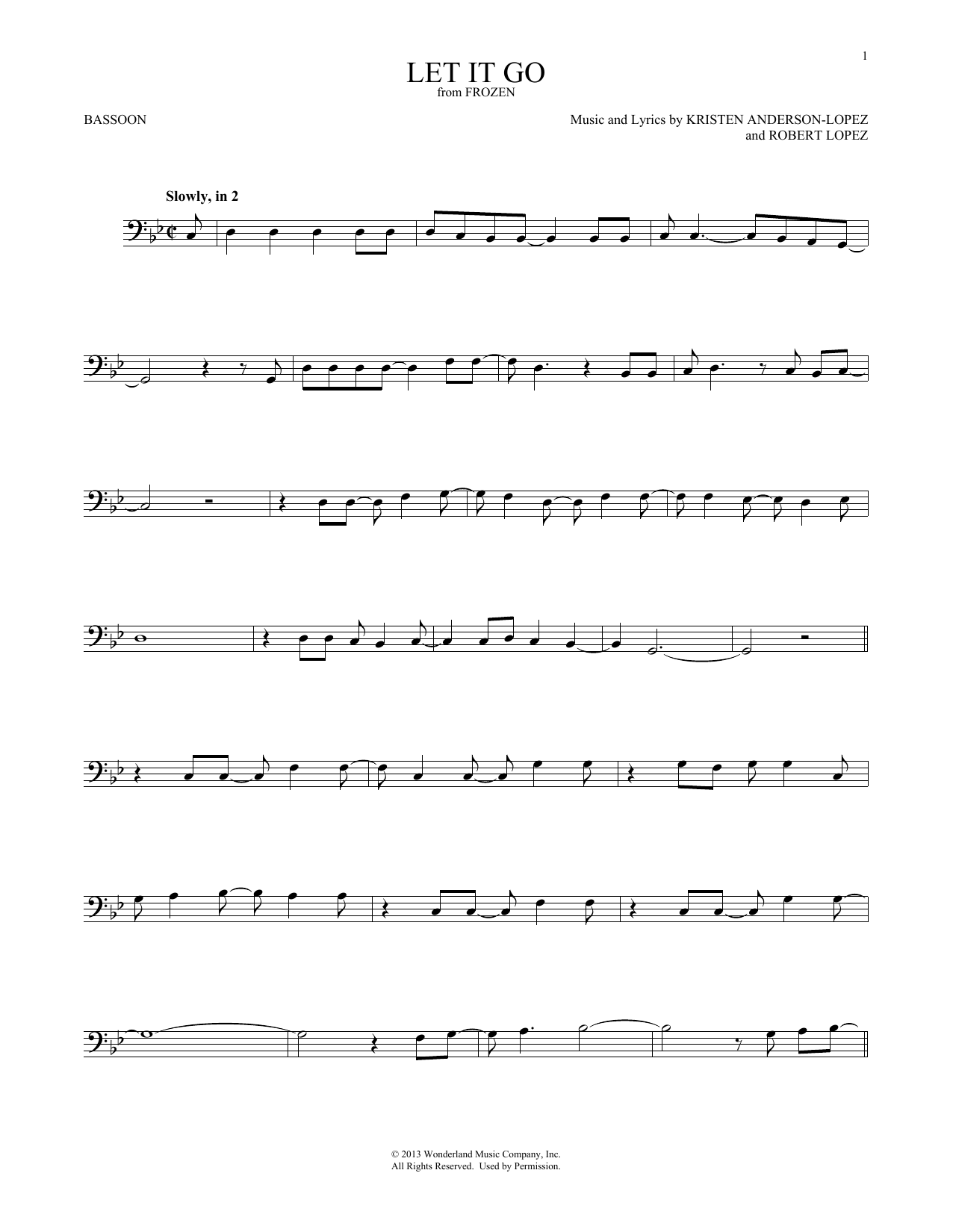 Produktgalerie: Seite 1 von 1 Let It Go (from Frozen), Idina Menzel, Fagott