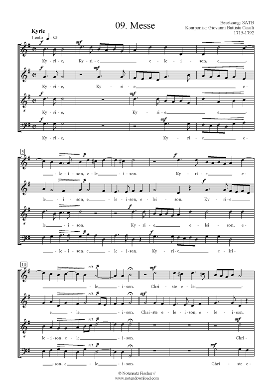 Produktbild zu: Messe Giovanni Battista Casali 1715-1792