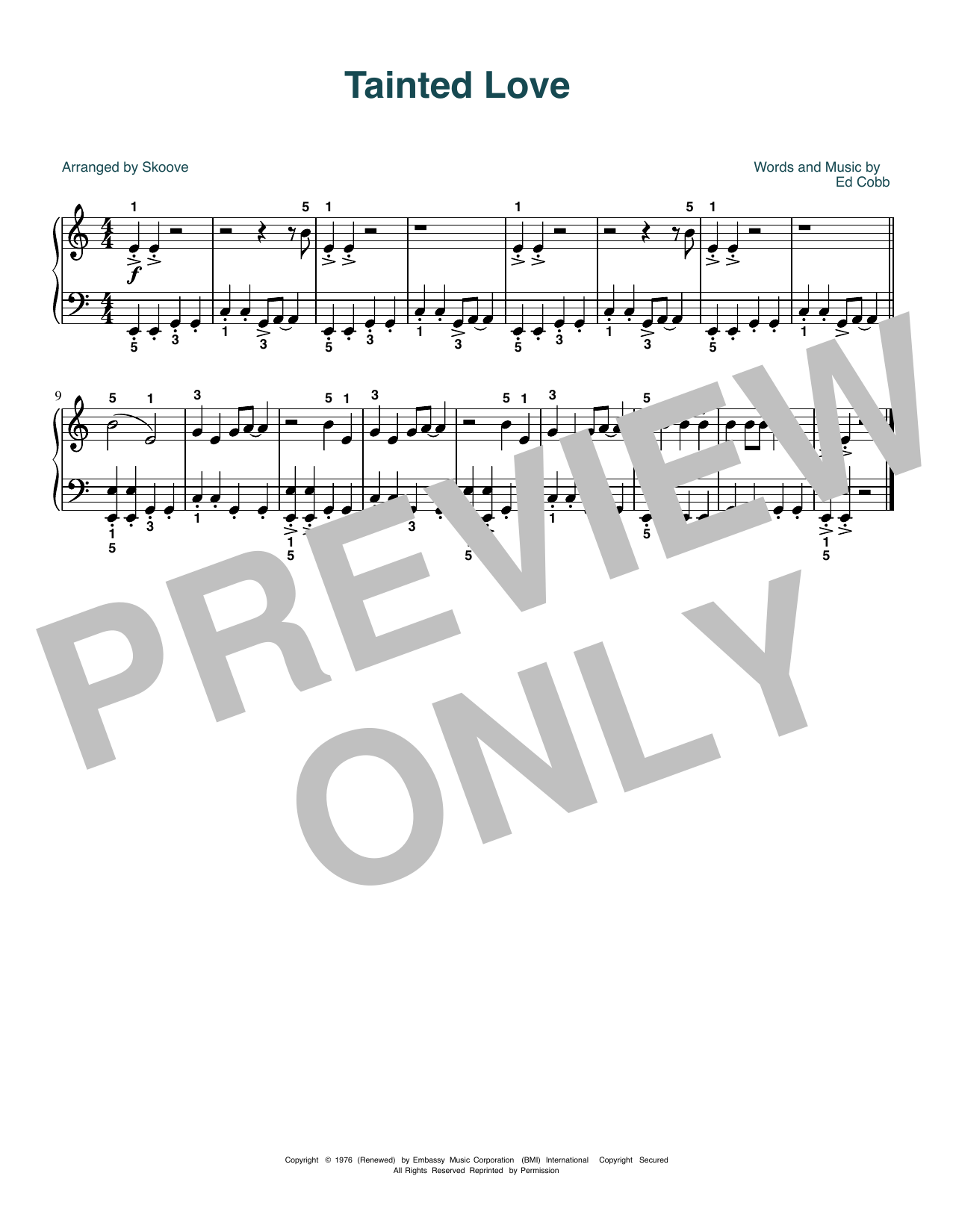 Product picture to: Tainted Love (arr. Skoove)