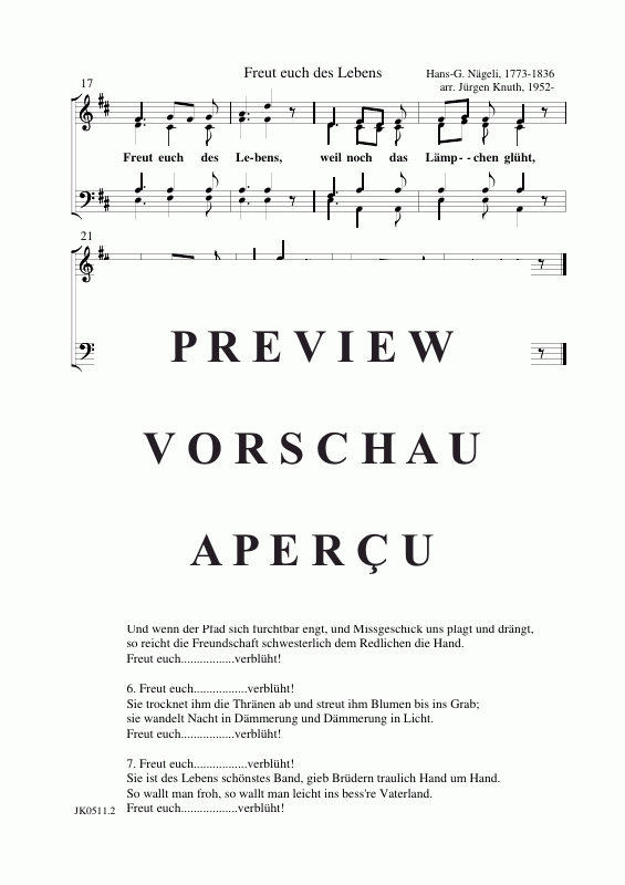 Produktgalerie: Seite 7 von 9 Freut euch des Lebens, , Gesang 4-stimmig SATB + Klavier