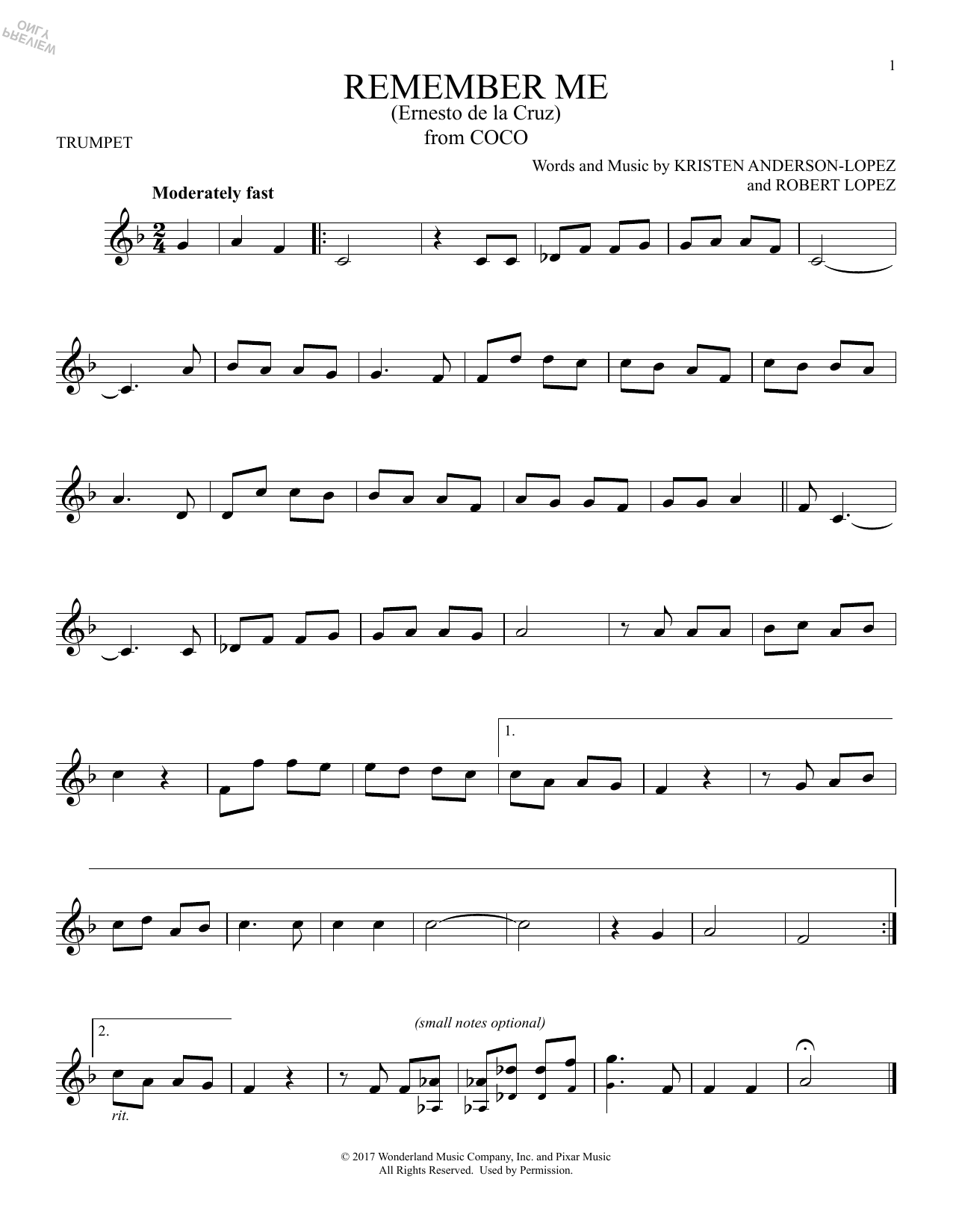 Produktgalerie: Seite 1 von 1 Remember Me (Ernesto de la Cruz) (from Coco), Kristen Anderson-Lopez & Robert Lopez, Trompete