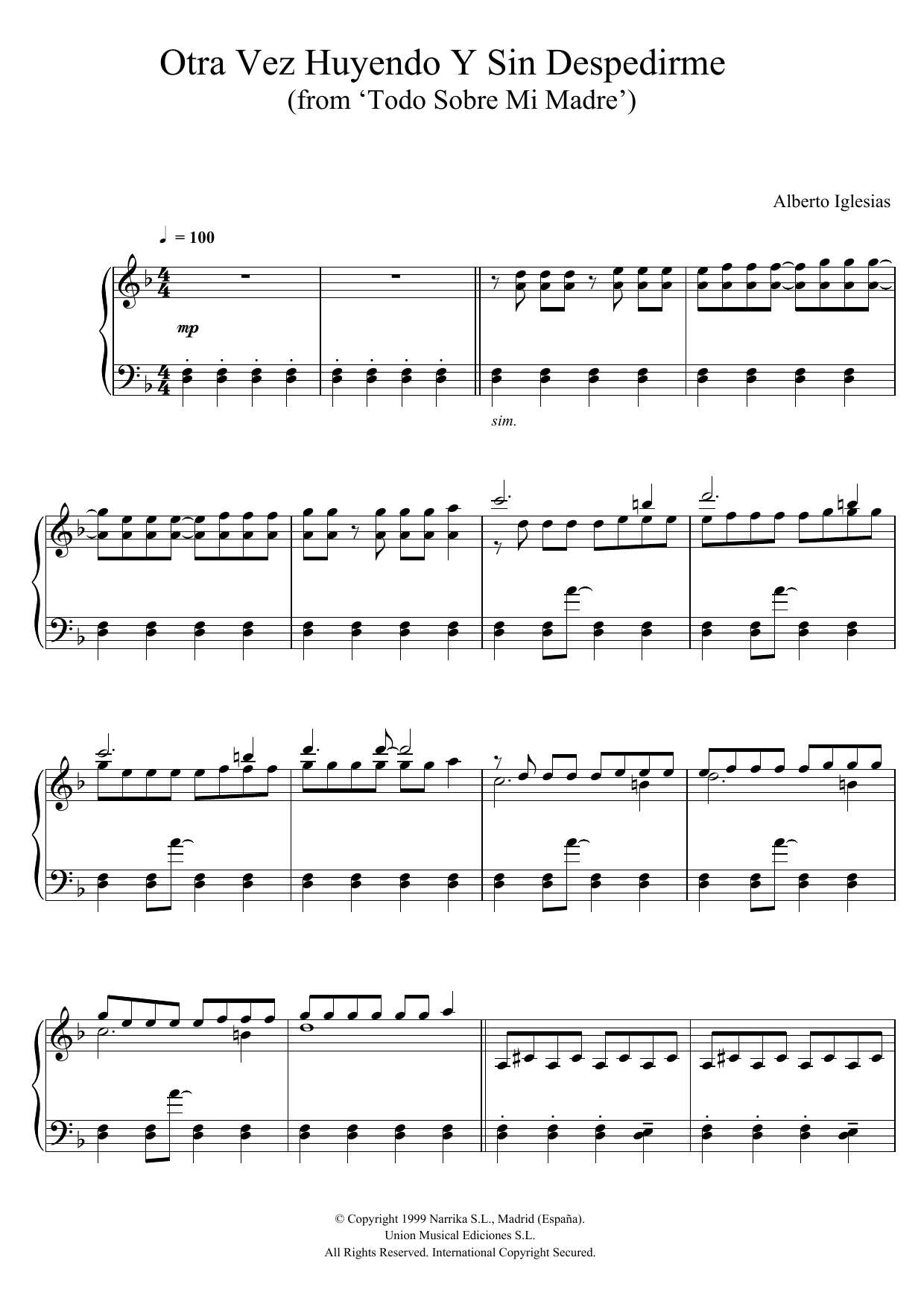Produktbild zu: Otra Vez Huyendo Y Sin Despedirme (from "Todo Sobre Mi Madre")