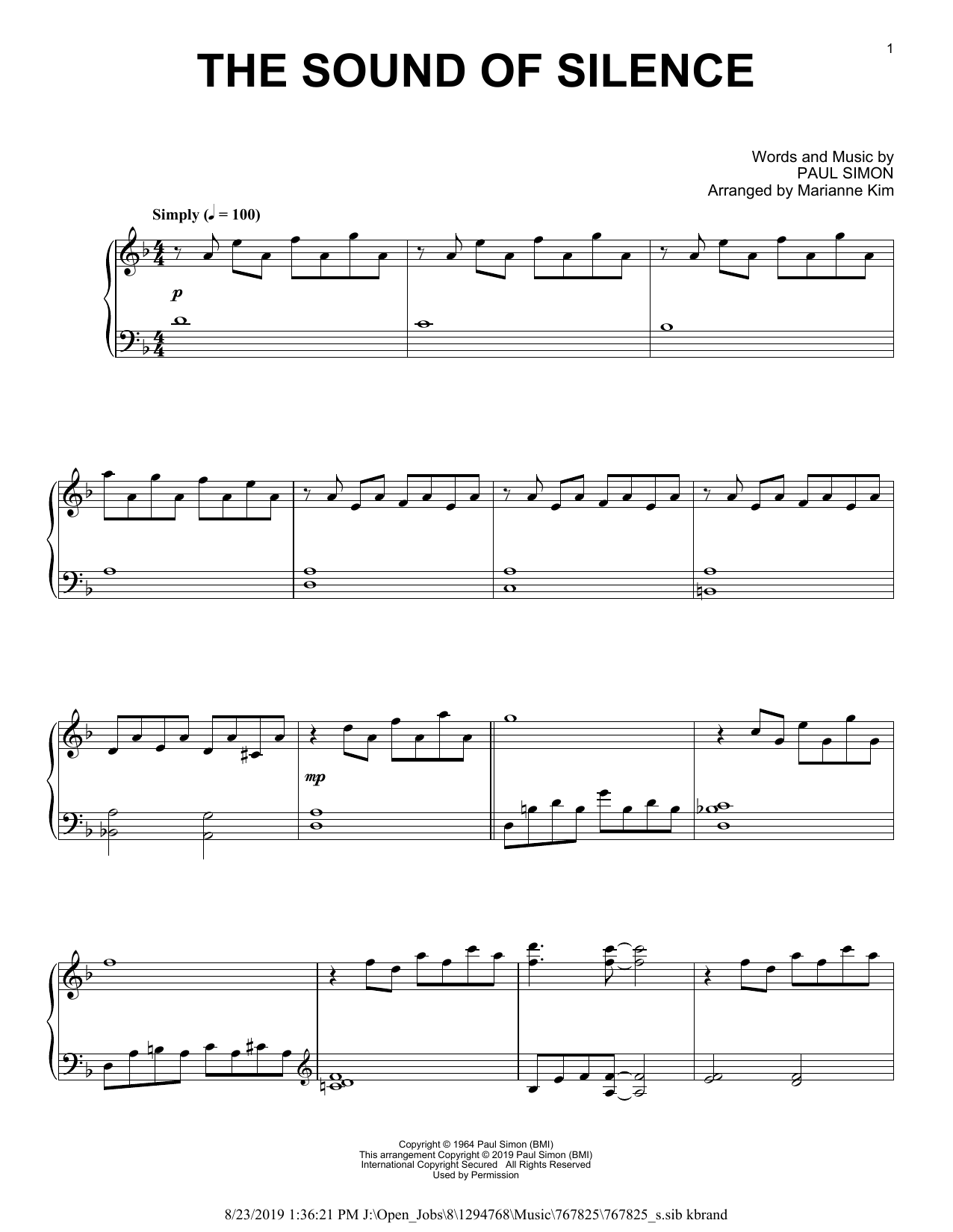 Produktbild zu: The Sound Of Silence (arr. Marianne Kim)
