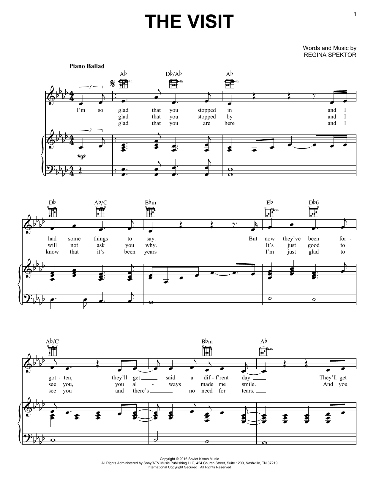 Produktgalerie: Seite 1 von 1 The Visit, Regina Spektor, Gesang, Gitarre, Klavier