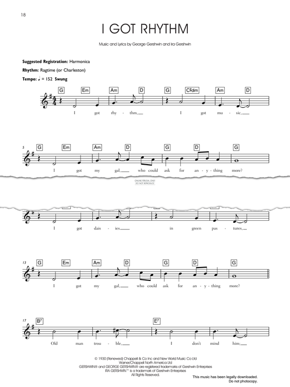 Produktgalerie: Seite 1 von 1 I Got Rhythm, George Gershwin, Gesang, Keyboard