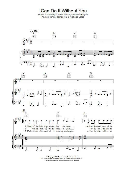 Produktgalerie: Seite 1 von 1 I Can Do It Without You, Kaiser Chiefs, Gesang, Gitarre, Klavier