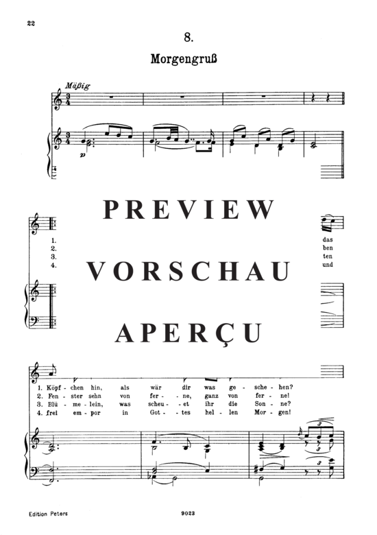Product gallery: Page 2 of 3 Morgengruß D.795-8 (Die Schöne Müllerin), , High Voice and Piano