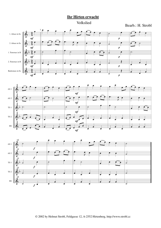 gallery: Ihr Hirten erwacht, , Saxophonquintett AATTB