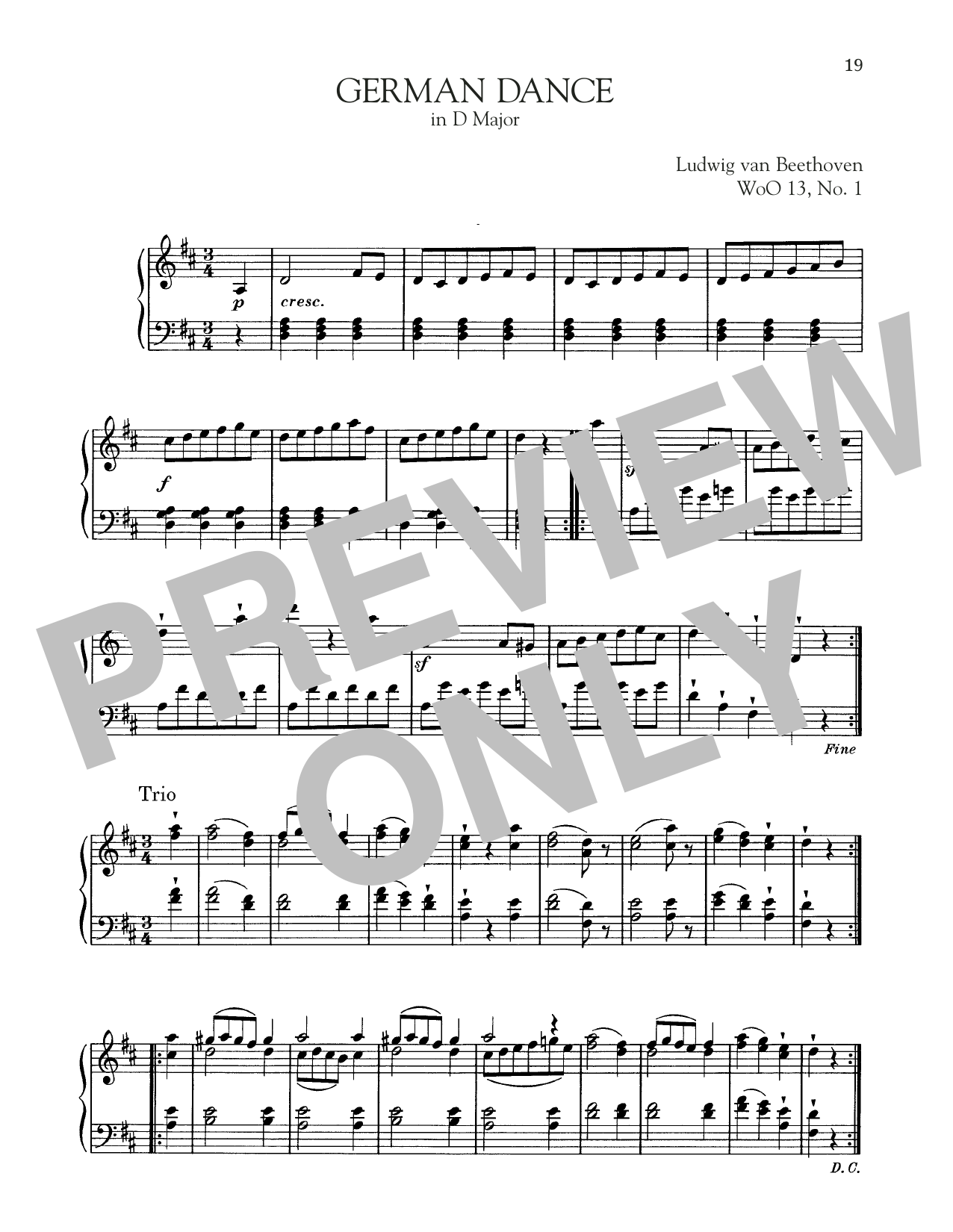Product gallery: Page 1 of 1 German Dance In D Major, WoO 13, No. 1, Ludwig Van Beethoven