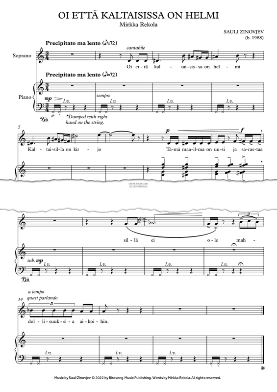 Produktgalerie: Seite 1 von 1 Mirkka Rekola Songs, Sauli Zinovjev, Gesang, Klavier