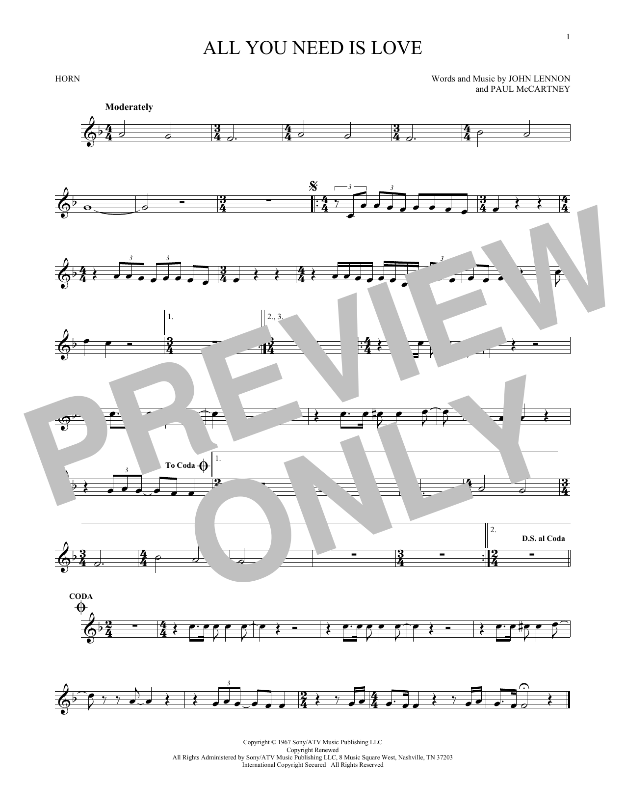 Produktgalerie: Seite 1 von 1 All You Need Is Love, The Beatles, Horn