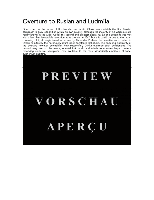 Product gallery: Page 4 of 11 Overture to Ruslan and Ludmila, , (Tuba Quartet)