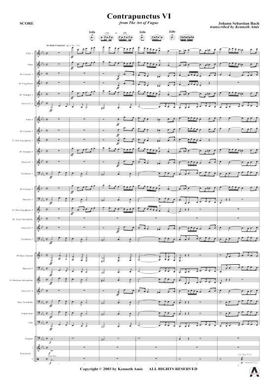 Produktbild zu: Contrapunctus 6 aus Kunst der Fuge J.S. Bach (nur Partitur !)