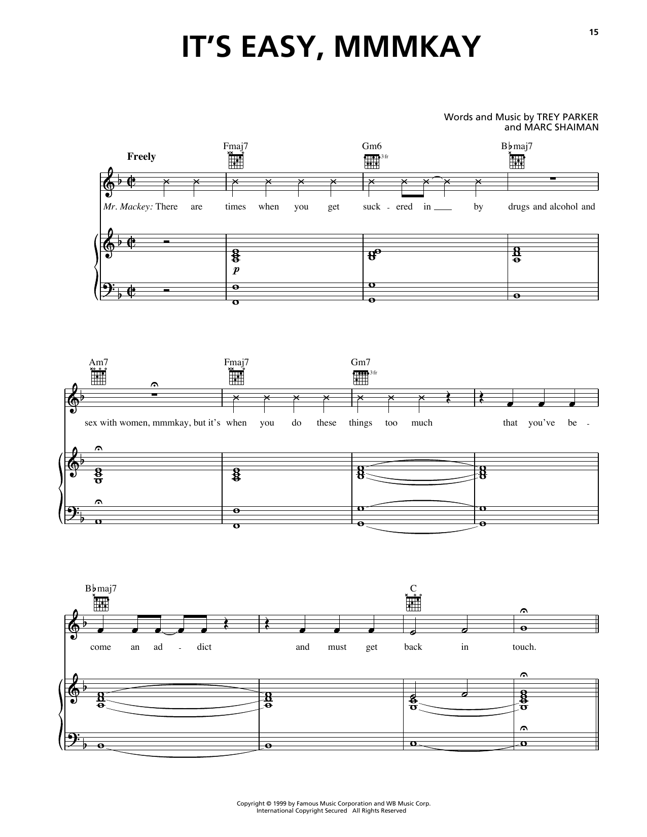 Produktgalerie: Seite 1 von 1 It's Easy, Mmmkay (from South Park), Trey Parker, Gesang, Gitarre, Klavier