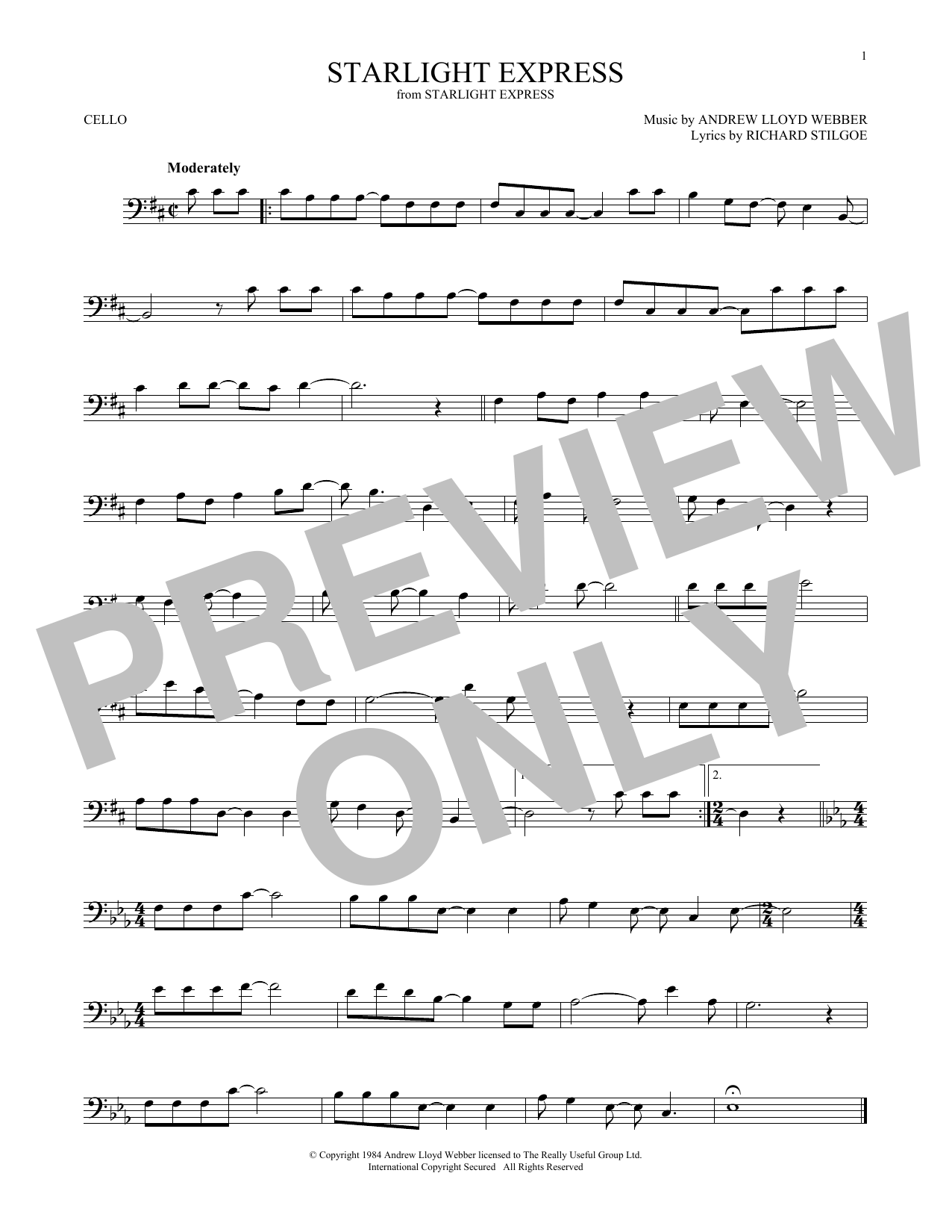 Produktgalerie: Seite 1 von 1 Starlight Express, Andrew Lloyd Webber, Violoncello
