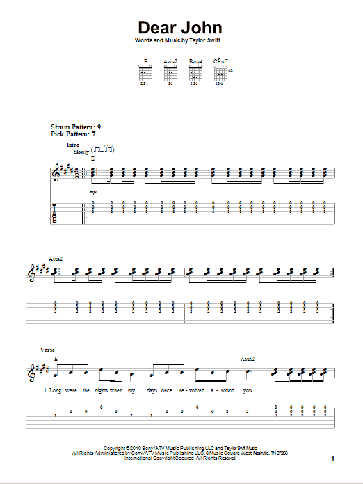 Product picture to:  Dear John - Taylor Swift