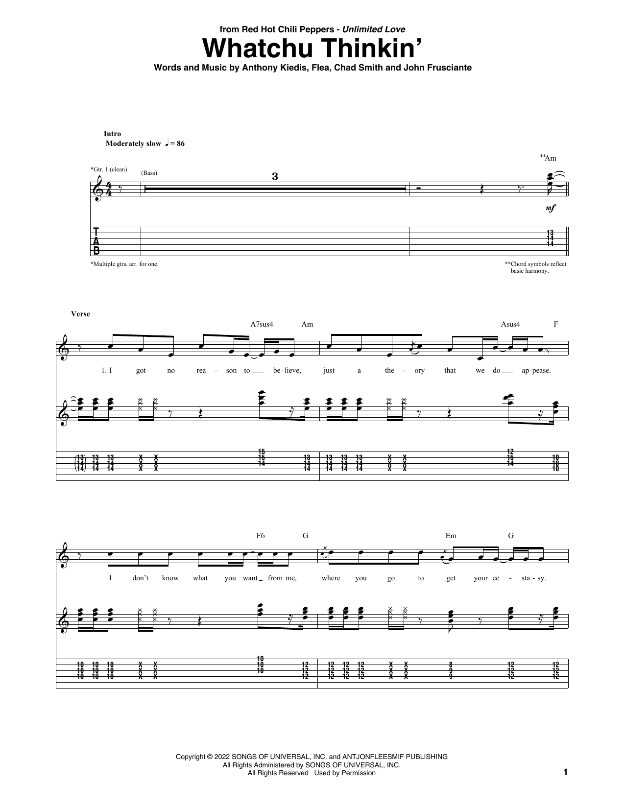 Produktgalerie: Seite 1 von 1 Whatchu Thinkin', Red Hot Chili Peppers, Gitarre