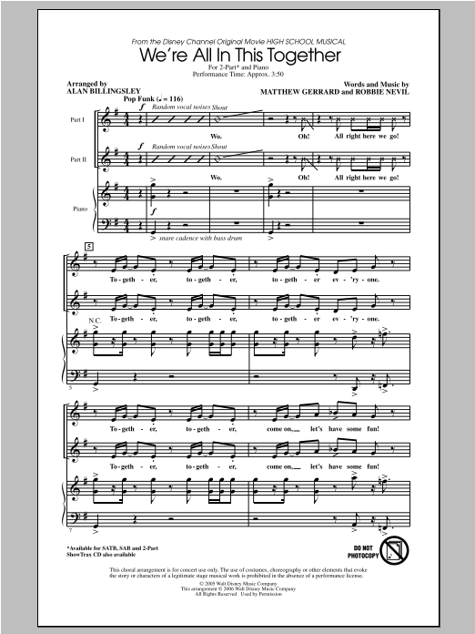 Product picture to: We're All In This Together (from High School Musical) (arr. Alan Billingsley)