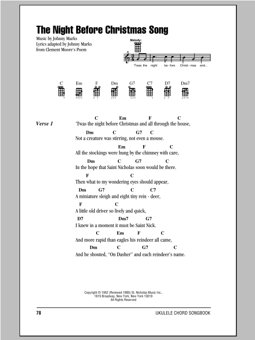 Product gallery: Page 1 of 1 The Night Before Christmas Song, Johnny Marks
