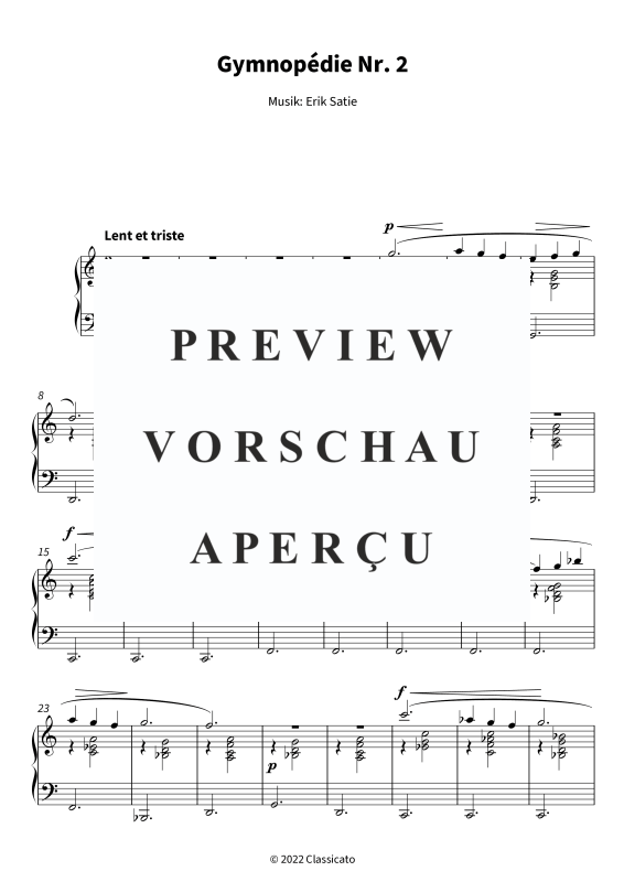 Product gallery: Page 5 of 6 Gymnopédie Nr. 2 - Langsam und traurig, , Solo Piano