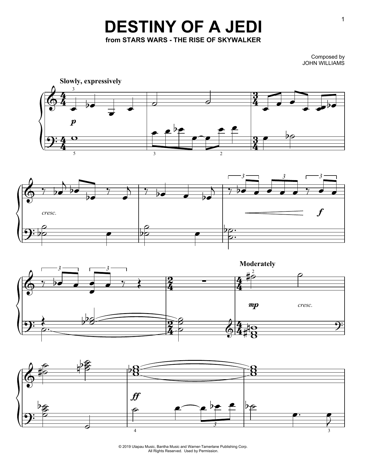 Produktbild zu: Destiny Of A Jedi (from The Rise Of Skywalker)