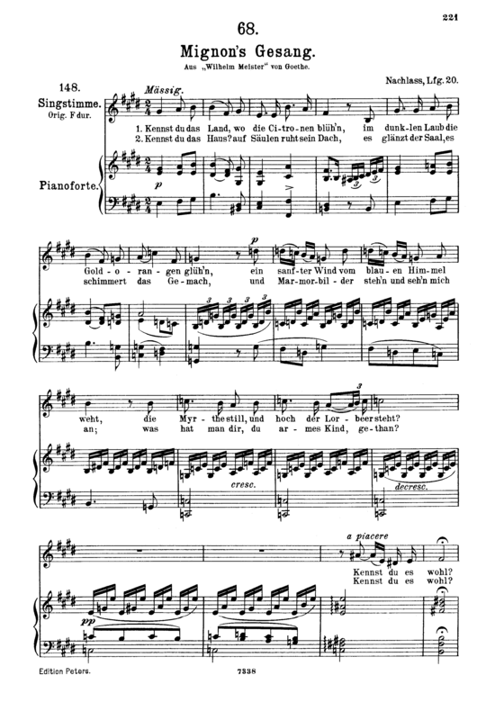 Product picture to: Mignon's Gesang D.321, Kennst du das LandFranz Schubert