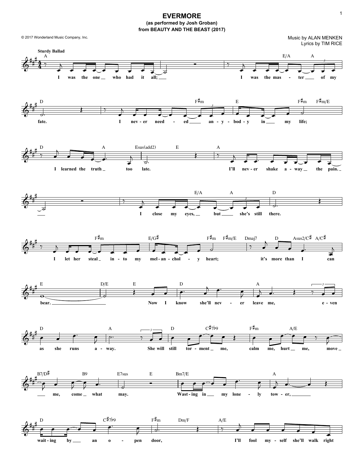 Produktbild zu: Evermore (from Beauty And The Beast) (2017)