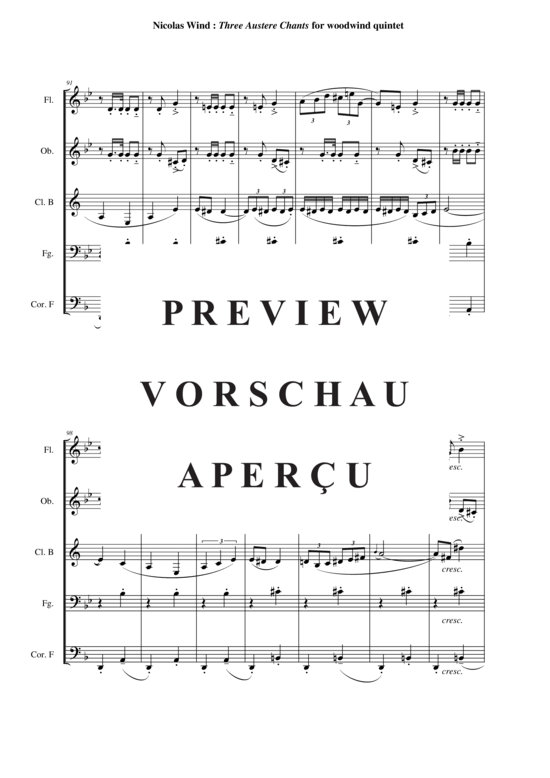 Produktgalerie: Seite 13 von 21 Three Austere Chants , , (Holzbläserquintett)