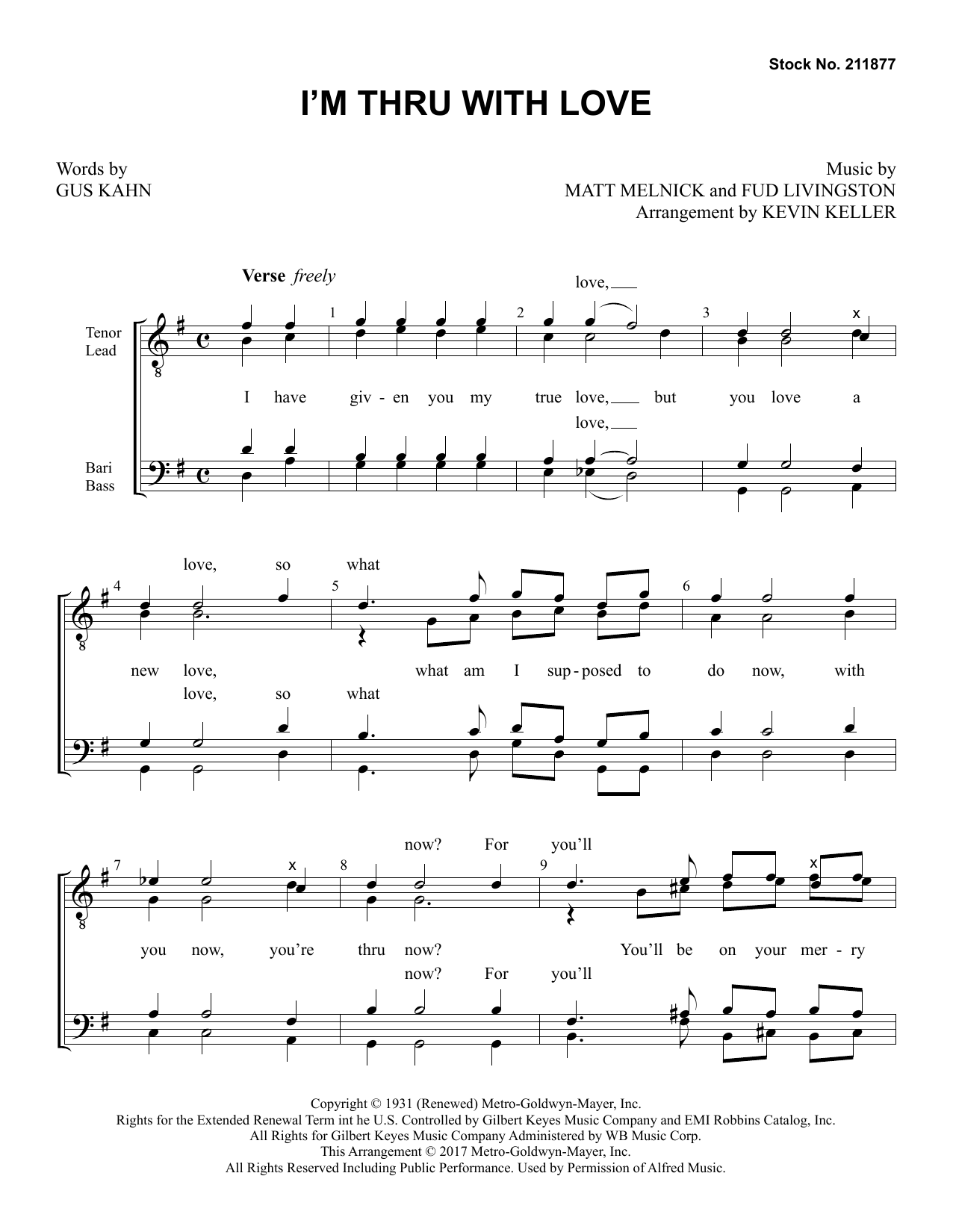 Product picture to: I'm Thru With Love (arr. Kevin Keller)