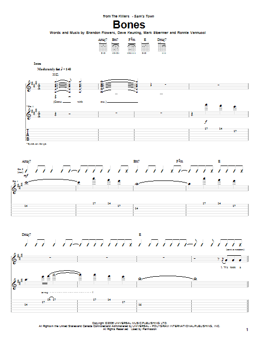 Produktgalerie: Seite 1 von 1 Bones, The Killers, Gitarre